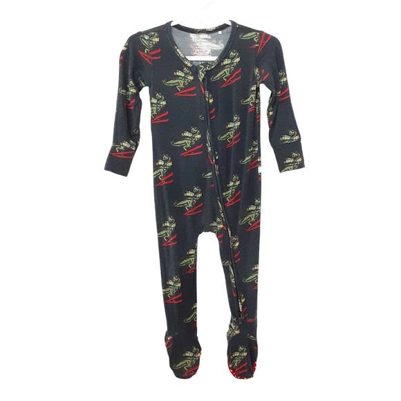 Posh Peanut Bamboo Sleeper Baby 18-24mo Christmas Skiing Dinosaurs TRex Full Zip - Picture 1 of 6